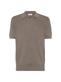 Cotton English Rib Knit Polo Shirt