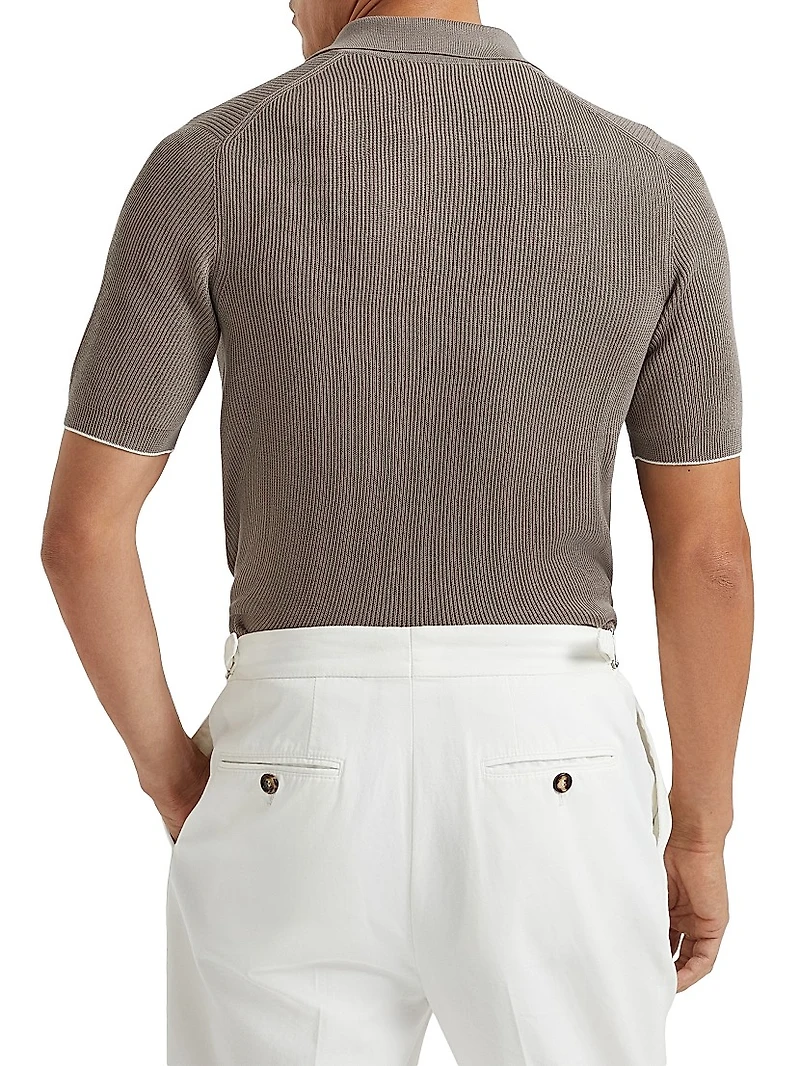 Cotton English Rib Knit Polo Shirt