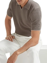 Cotton English Rib Knit Polo Shirt