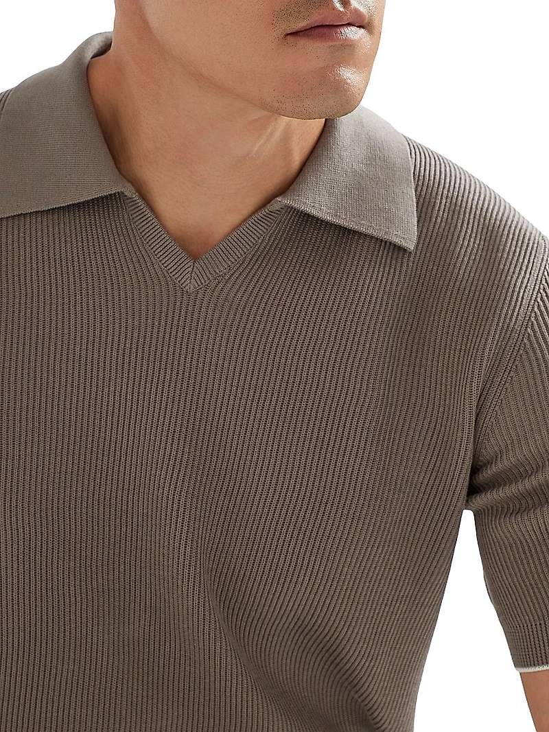 Cotton English Rib Knit Polo Shirt
