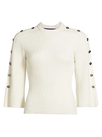 Buttoned Wool-Silk Sweater