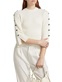 Buttoned Wool-Silk Sweater