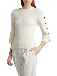Buttoned Wool-Silk Sweater