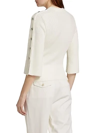 Buttoned Wool-Silk Sweater