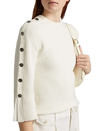 Buttoned Wool-Silk Sweater