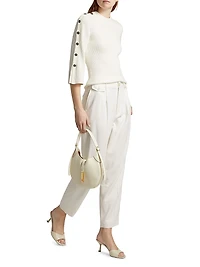 Buttoned Wool-Silk Sweater