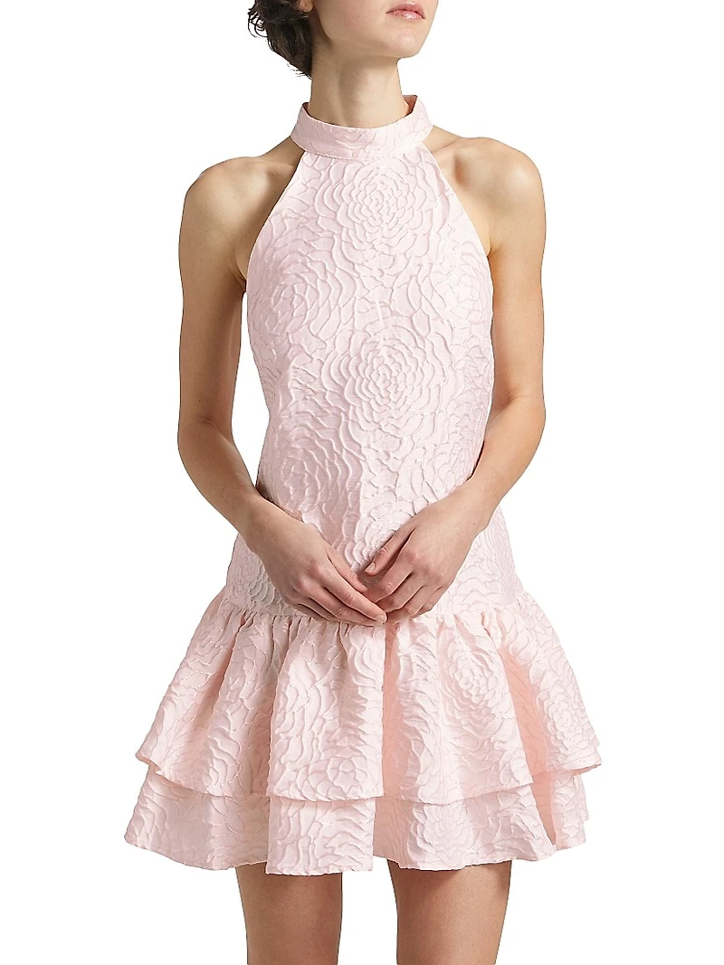 Deanna Jacquard Halter Minidress