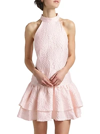 Deanna Jacquard Halter Minidress