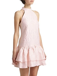 Deanna Jacquard Halter Minidress