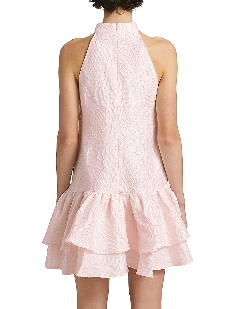 Deanna Jacquard Halter Minidress