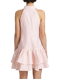 Deanna Jacquard Halter Minidress