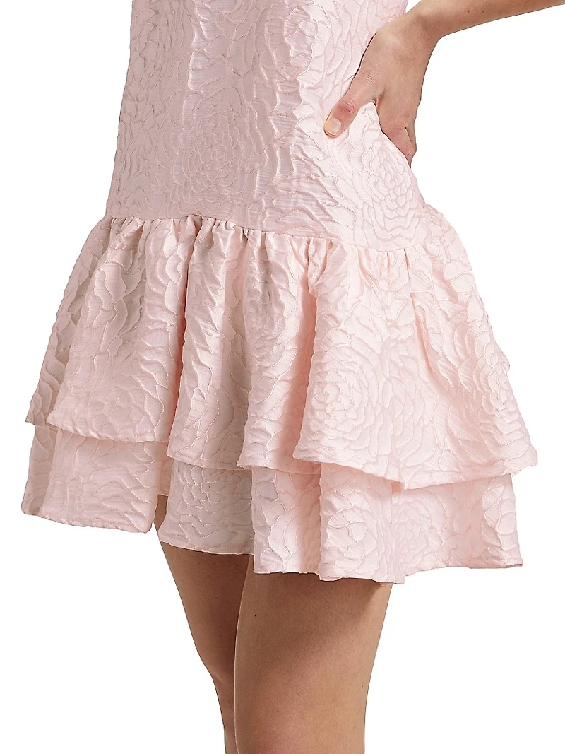 Deanna Jacquard Halter Minidress