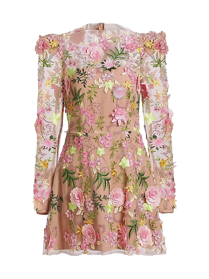 Aella Floral Appliqué Minidress
