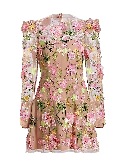 Aella Floral Appliqué Minidress