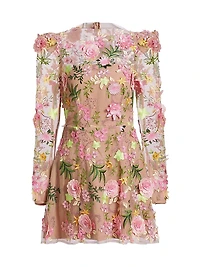 Aella Floral Appliqué Minidress