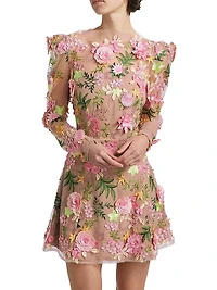 Aella Floral Appliqué Minidress