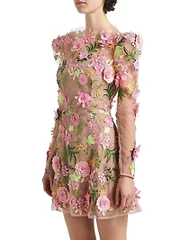 Aella Floral Appliqué Minidress