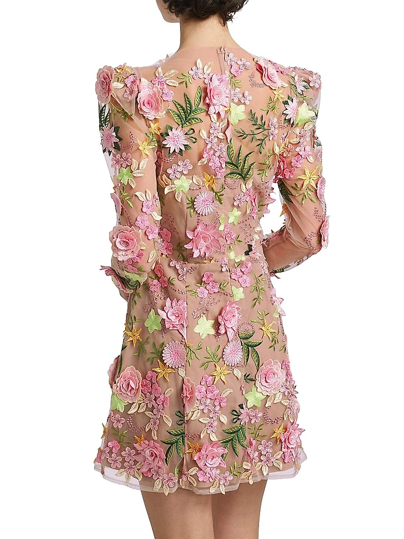Aella Floral Appliqué Minidress