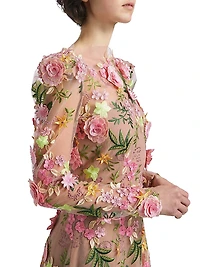 Aella Floral Appliqué Minidress