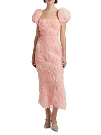 Rosella Floral Cluster Midi-Dress