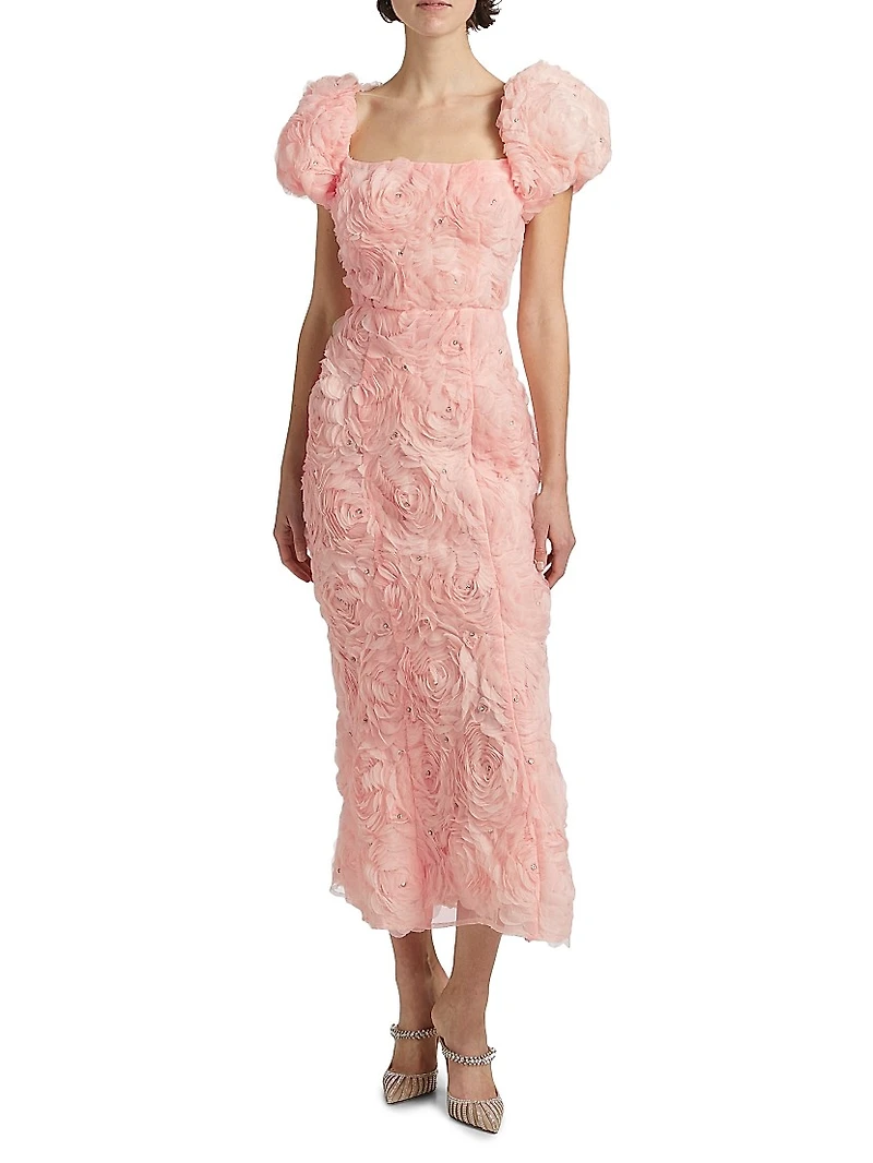 Rosella Floral Cluster Midi-Dress