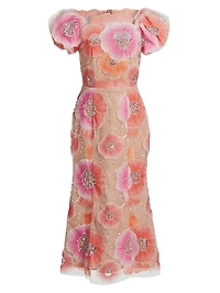 Brittany Floral Appliqué Midi-Dress