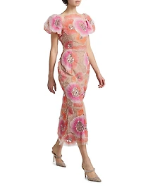 Brittany Floral Appliqué Midi-Dress