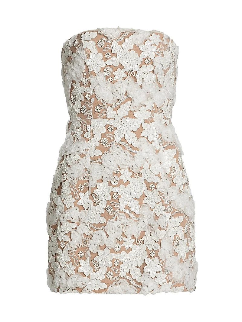 Vonni Floral Lace Strapless Minidress
