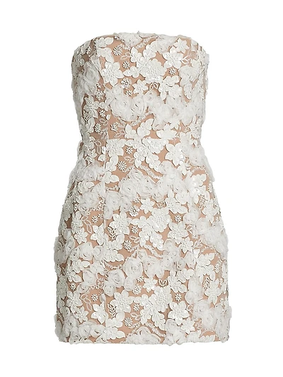 Vonni Floral Lace Strapless Minidress