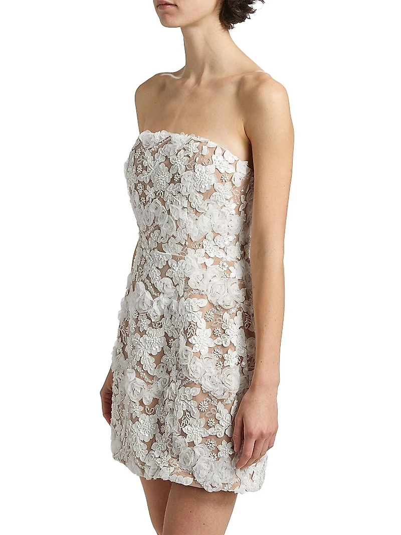 Vonni Floral Lace Strapless Minidress