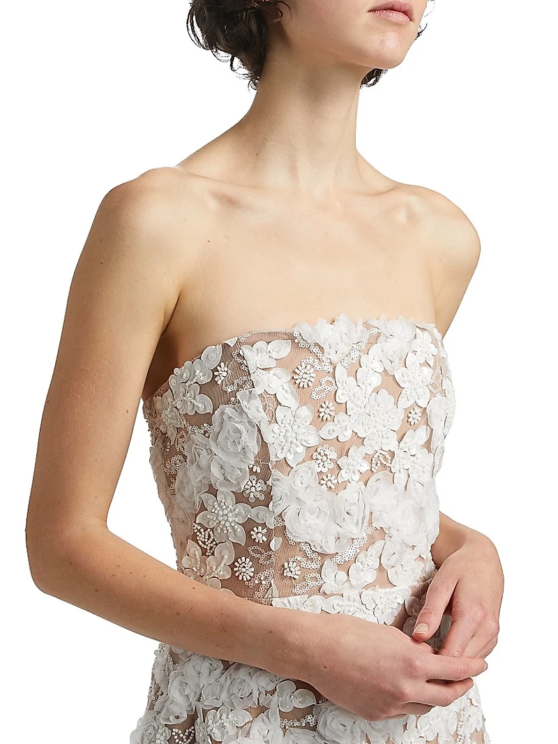 Vonni Floral Lace Strapless Minidress
