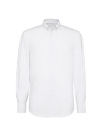 Striped Poplin Slim Fit Shirt with Button Down Collar