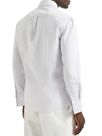 Striped Poplin Slim Fit Shirt with Button Down Collar
