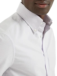 Striped Poplin Slim Fit Shirt with Button Down Collar