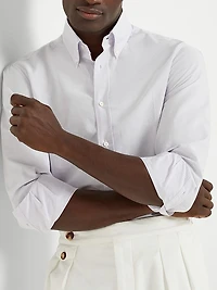Striped Poplin Slim Fit Shirt with Button Down Collar