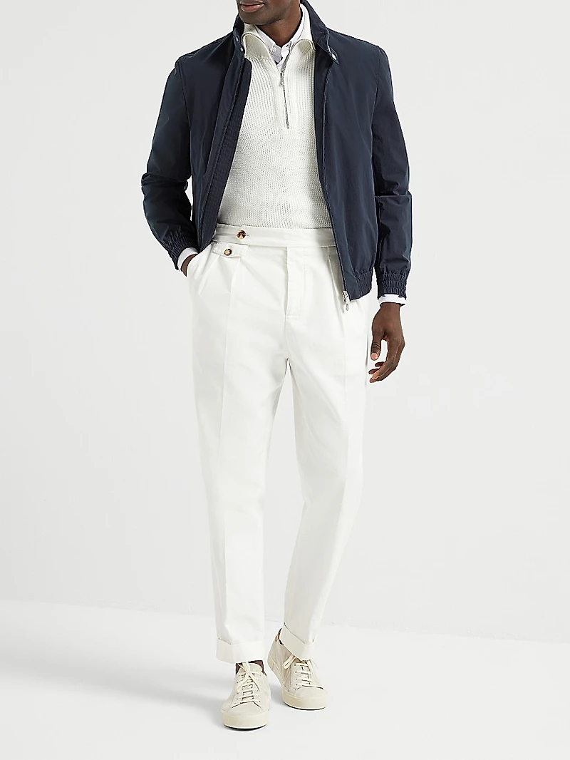 Striped Poplin Slim Fit Shirt with Button Down Collar
