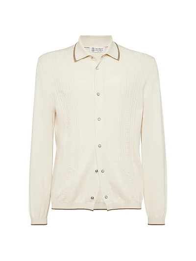 Cotton Geometric Jacquard Knit Shirt