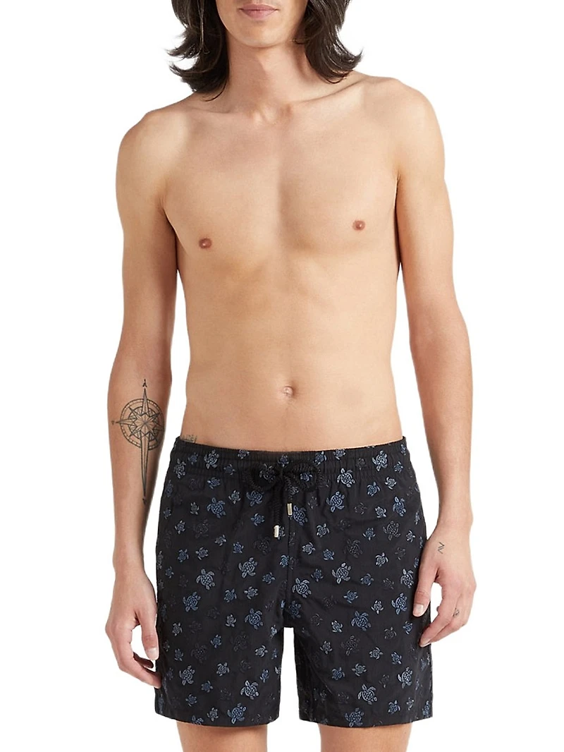 Embroidered Ronde des Tortues Swim Trunks