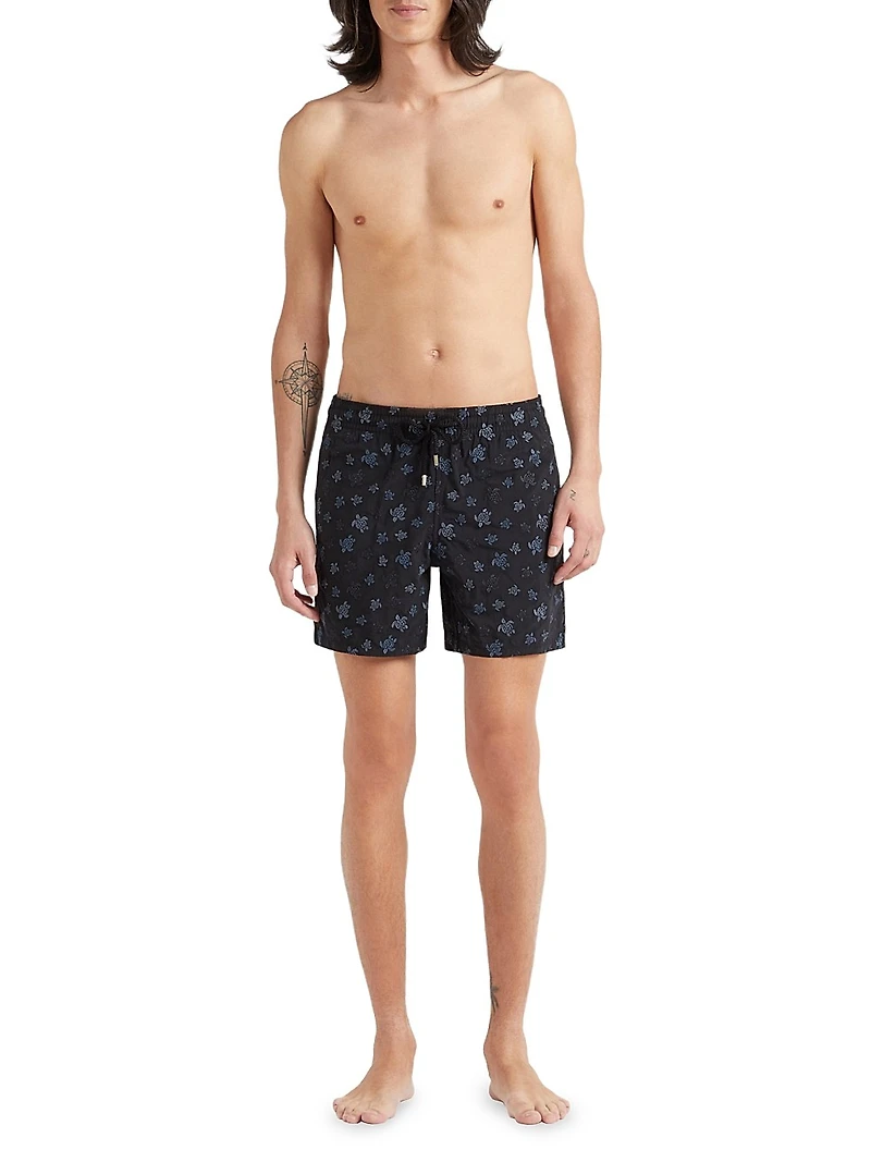 Embroidered Ronde des Tortues Swim Trunks