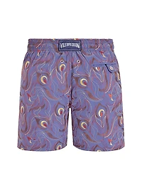 Embroidered Camo Flowers Swim Trunks