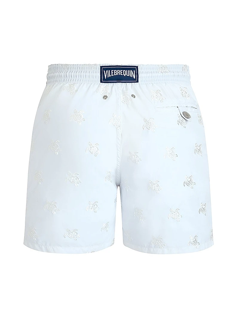 Embroidered Micro Ronde des Tortues Diagonal Swim Trunks