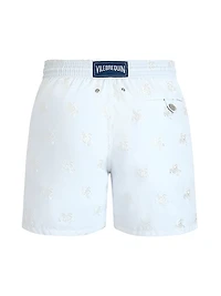 Embroidered Micro Ronde des Tortues Diagonal Swim Trunks