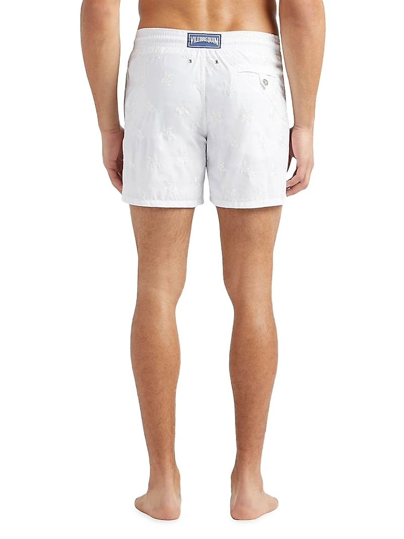 Embroidered Micro Ronde des Tortues Diagonal Swim Trunks