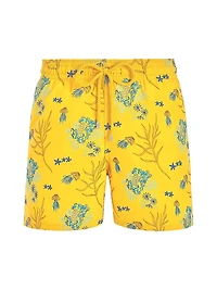 Embroidered Medusa Flowers Swim Trunks
