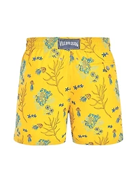 Embroidered Medusa Flowers Swim Trunks