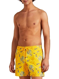 Embroidered Medusa Flowers Swim Trunks