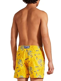 Embroidered Medusa Flowers Swim Trunks