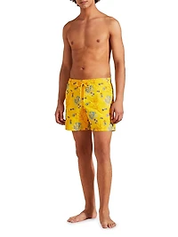 Embroidered Medusa Flowers Swim Trunks