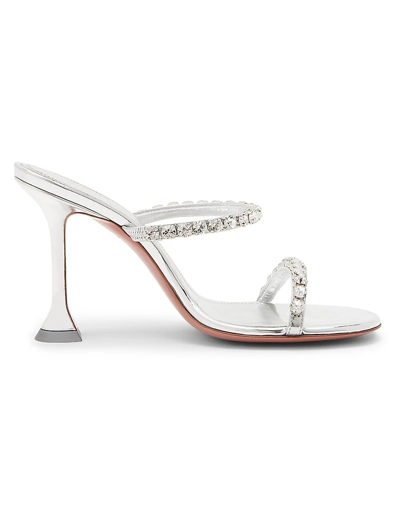 Gigi 95MM Crystal-Embellished Metallic Leather Sandals