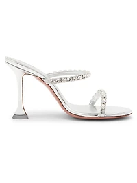 Gigi 95MM Crystal-Embellished Metallic Leather Sandals